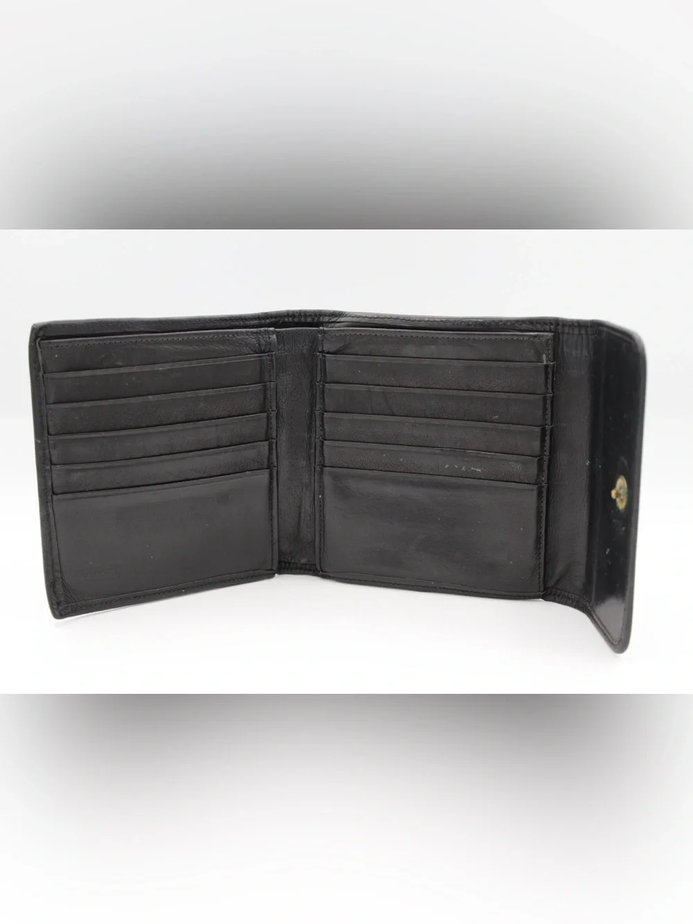 Coach Black Trifold Leather Men's Kiss-Lock Coin Wallet